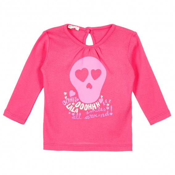 Bluză din bumbac roz cu imprimeu, pentru bebeluși Benetton 212988 