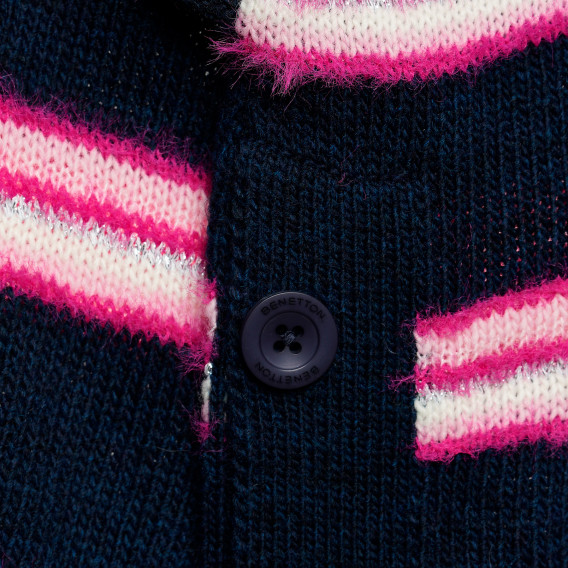 Pulover tricotat cu dungi roz, albastru închis Benetton 213044 2