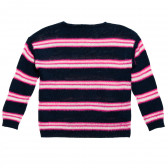 Pulover tricotat cu dungi roz, albastru închis Benetton 213046 4