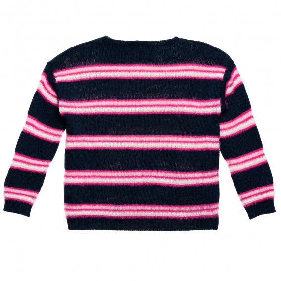 Pulover tricotat cu dungi roz, albastru închis Benetton 213046 4