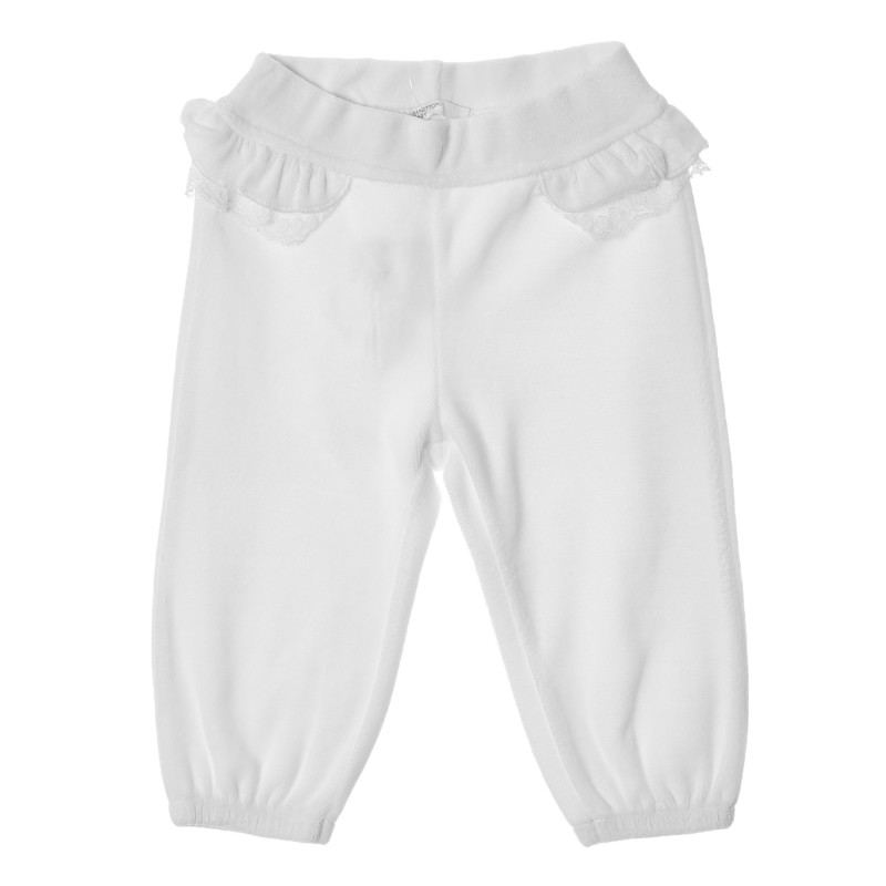 Pantaloni pentru bebeluși cu bucle, albi  213095