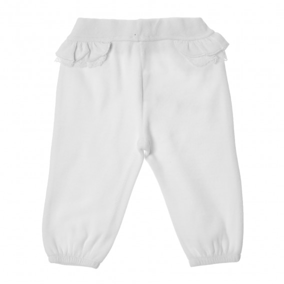 Pantaloni pentru bebeluși cu bucle, albi Benetton 213098 4