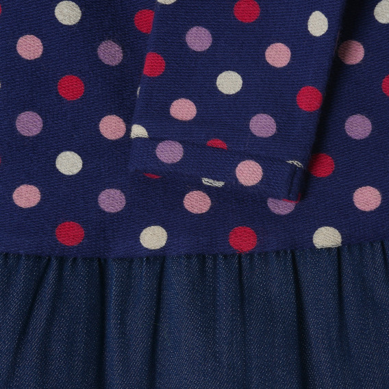 Rochie din bumbac albastru cu mâneci lungi și imprimeu, pentru fetițe Benetton 213141 3