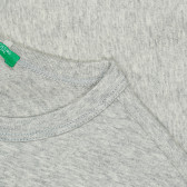 Bluză din bumbac gri, cu mânecă lungă, cu inscripție Danger zone Benetton 213241 3