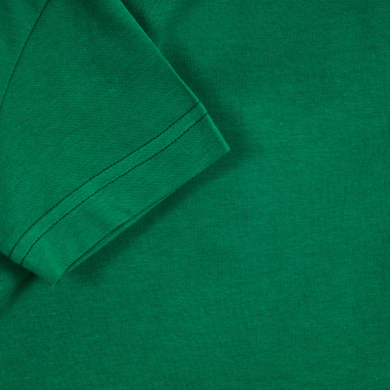 Bluză din bumbac verde cu mâneci scurte și inscripție Benetton 213452 3
