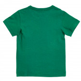 Bluză din bumbac verde cu mâneci scurte și inscripție Benetton 213453 4