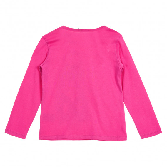 Bluză din bumbac roz cu mâneci lungi și imprimeu de brocart Benetton 213561 4