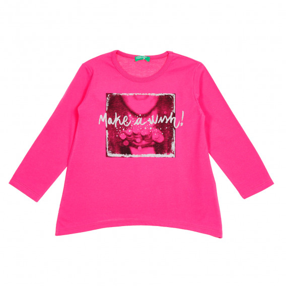 Bluză roz cu mâneci lungi și imprimeu cu brocart Benetton 213871 