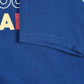 Tricou din bumbac cu mâneci scurte și inscripție color, albastră Benetton 213981 3