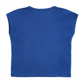 Tricou din bumbac cu mâneci scurte și inscripție color, albastră Benetton 213982 4