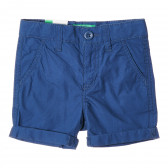 Pantaloni scurți din bumbac cu margini pliate pentru bebeluși, albastru Benetton 213991 