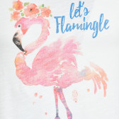 Bluză albă din bumbac cu imprimeu flamingo Benetton 214012 2