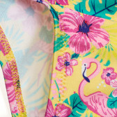 Costum de baie cu aplicație flamingo și imprimeu floral, decorat cu volane și panglică Benetton 214030 2