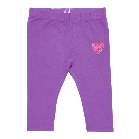 Pantaloni de bumbac de culoare purpuriu, cu aplicație inimă Chicco 214239 4