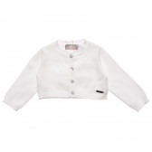 Cardigan alb, de bumbac, cu margini ondulate, pentru fete Boboli 214301 