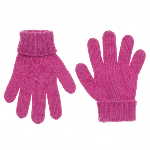 Mănuși de iarnă cu tricot în relief, roz Benetton 214344 