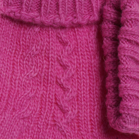 Mănuși de iarnă cu tricot în relief, roz Benetton 214345 2