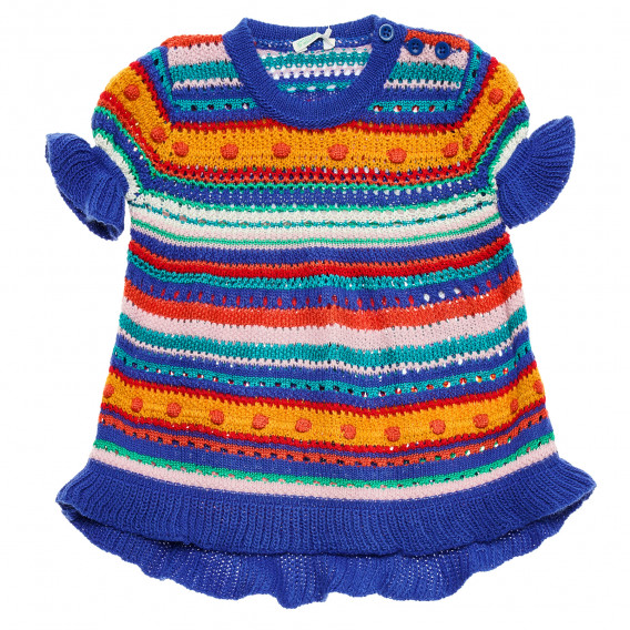 Rochie tricotată cu mâneci scurte pentru un bebeluși multicoloră Benetton 214377 