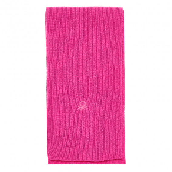 Eșarfă din lână cu logo brodat, roz Benetton 214396 3