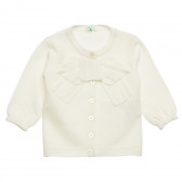 Cardigan cu panglică decorativă pentru bebeluși, alb Benetton 214407 