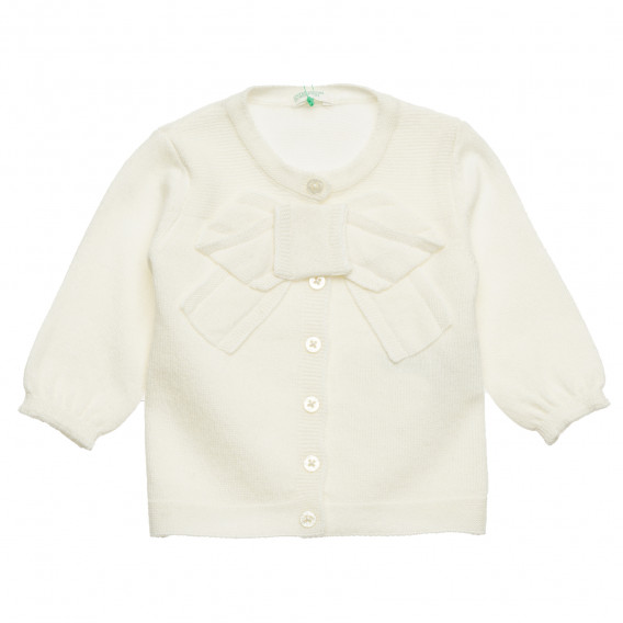 Cardigan cu panglică decorativă pentru bebeluși, alb Benetton 214407 