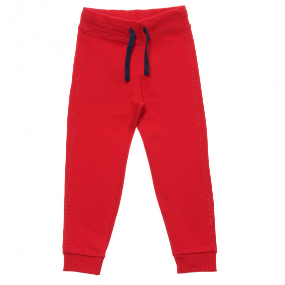 Pantaloni din bumbac cu logo marca, roșii Benetton 214431 