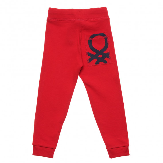 Pantaloni din bumbac cu logo marca, roșii Benetton 214434 4