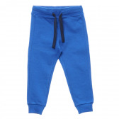 Pantaloni din bumbac cu logo marca, albaștri Benetton 214463 