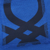 Pantaloni din bumbac cu logo marca, albaștri Benetton 214465 3