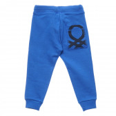 Pantaloni din bumbac cu logo marca, albaștri Benetton 214466 4