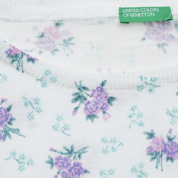 Pulover cu imprimeu floral, alb Benetton 214477 3