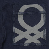 Pantaloni din bumbac cu logo inscripționat, albastru închis Benetton 214588 3