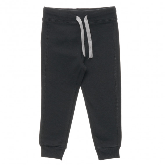 Pantaloni din bumbac cu sigla mărcii, negri Benetton 214590 