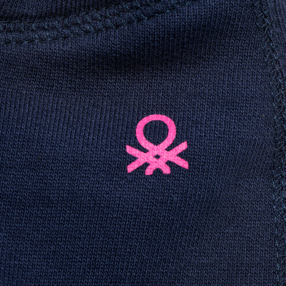 Pantaloni din bumbac cu logo roz, albastru Benetton 214632 3