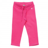 Pantaloni de bumbac cu sigla mărcii pentru bebeluși, roz Benetton 214634 