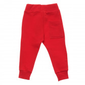 Pantaloni sport din bumbac, în roșu Benetton 214669 4