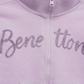 Hanorac de bumbac cu inscripție de marcă, violet Benetton 214720 2