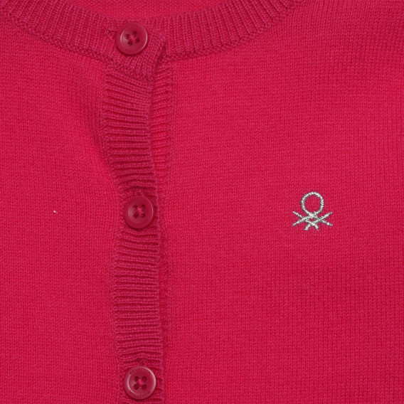 Cardigan cu logo brodat, roz Benetton 214724 2