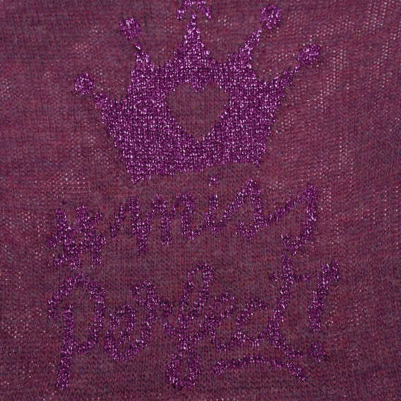 Pulover cu imprimeu de brocart și tul, violet Benetton 214732 2