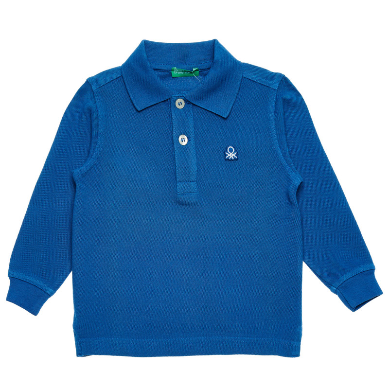 Bluză din bumbac cu mâneci lungi și logo-ul mărcii, albastru  214768