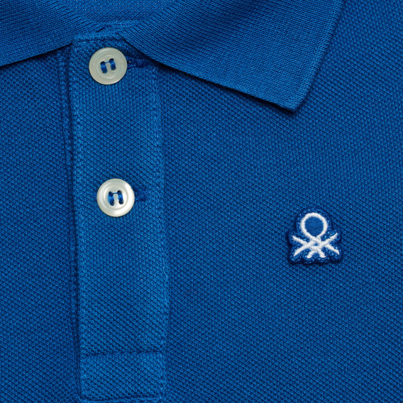 Bluză din bumbac cu mâneci lungi și logo-ul mărcii, albastru Benetton 214769 2
