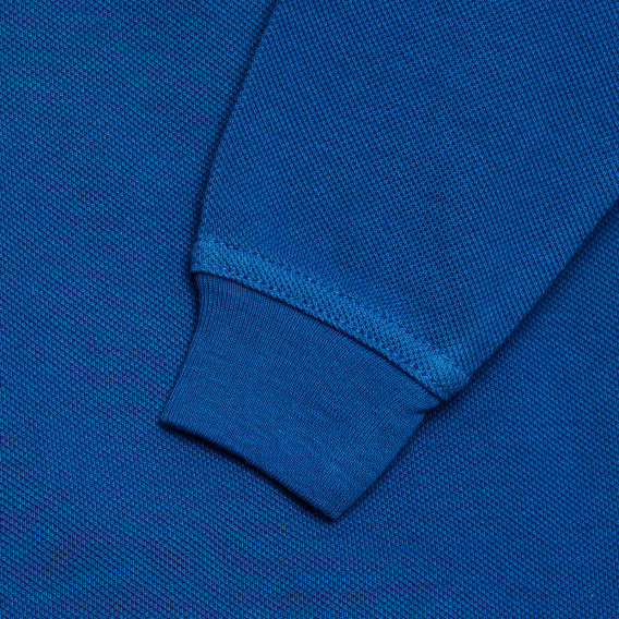 Bluză din bumbac cu mâneci lungi și logo-ul mărcii, albastru Benetton 214770 3