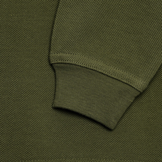 Bluză din bumbac cu mâneci lungi și sigla mărcii pentru bebeluși, verde închis Benetton 214782 3