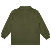 Bluză din bumbac cu mâneci lungi și sigla mărcii pentru bebeluși, verde închis Benetton 214783 4