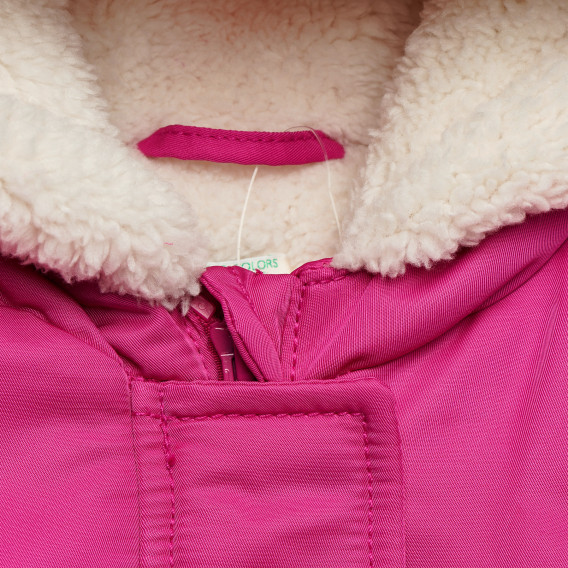 Geacă de iarnă cu glugă pentru bebeluși, roz Benetton 214793 2