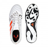 Pantofi albi de fotbal cu inscripții și logo portocaliu Adidas 214881 3
