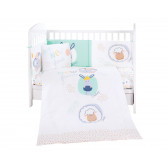 Set de lenjerie de pat pentru bebeluși, 6 părți, 60x120 cm., New Friends Kikkaboo 215019 