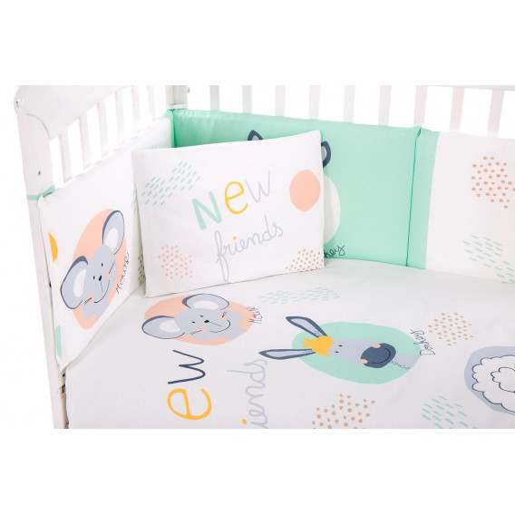 Set de lenjerie de pat pentru bebeluși, 6 părți, 60x120 cm., New Friends Kikkaboo 215020 2