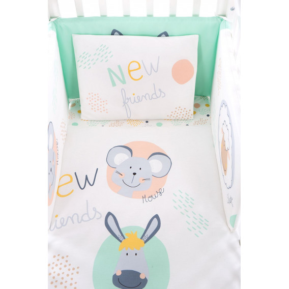 Set de lenjerie de pat pentru bebeluși, 6 părți, 60x120 cm., New Friends Kikkaboo 215021 3
