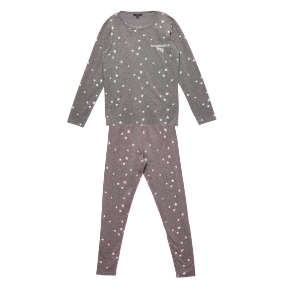 Pijamale cu imprimeu stele gri și roz KIABI 215540 